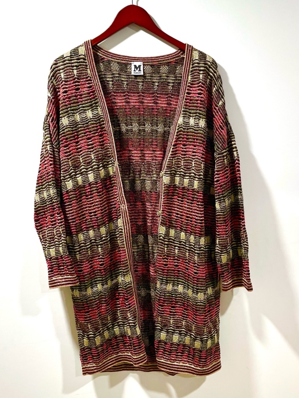 Vintage Missoni Metallic Knit Cardigan Made Italy Medium